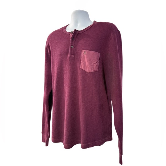 Original Penguin Men’s Henley Shirt - Burgundy Maroon XXL - Picture 4 of 8